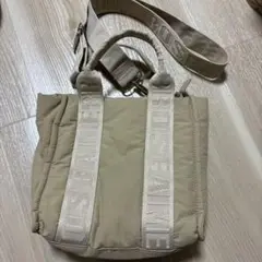 ベージュ ナイロン ショルダーバッグ