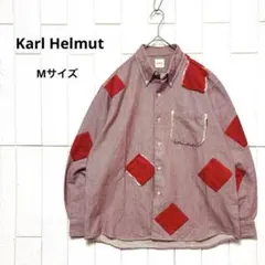 美品 Karl Helmut カールヘルム パッチワーク ストライプ シャツ M