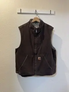 【00s carhartt】レア　ダックベスト　ダック生地　襤褸　フード付　古着 00s carhartt】レア ダックベスト ダック生地 襤褸 フード付 古着