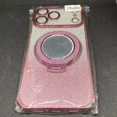 533 iPhone17ProMax マグセーフ　スタンド付　ミラー ピンク