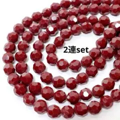 bn929/ガラスビーズ◇多面カット　ダークレッド　2連