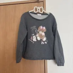 メゾピアノ グレー 長袖 トレーナートップス　130 もこもこクマ、わんちゃん