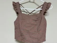 チェック柄フリルビスチェ Fサイズ