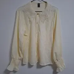 Dazy レース付き襟 長袖ブラウス Lサイズ アイボリー