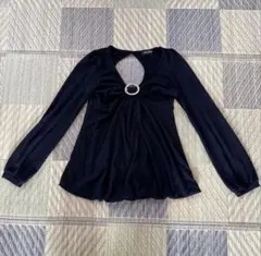 One Way 黒 長袖チュニック リング装飾 Mサイズ