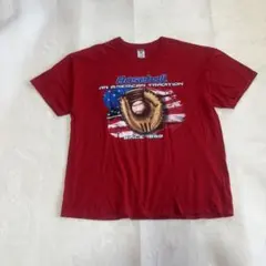 ジャージーズ メンズ半袖Tシャツ2XL ビックシルエット フロントプリント 赤のサムネイル