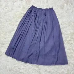 COLLAGE フリーサイズ プリーツスカート 無地 パープル 通勤用 上品のサムネイル
