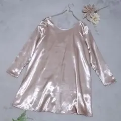 土日限定!!極上の光沢✨ ZARA バックボタン チュニック ワンピ L 上品