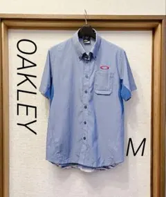 ❤️美品★OAKLEY オークリー ボタンダウンシャツ 刺繍 ブルー メンズ M