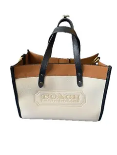 COACH レザー トートバッグ ホワイト/ブラウン/ブラック