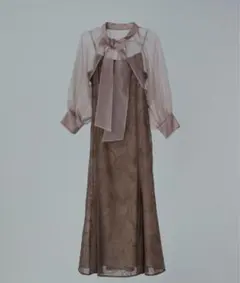 ボウタイリボンボレロキャミワンピセットドレス 結婚式 同窓会 お呼ばれワンピース