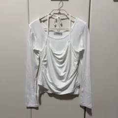 COMMESI softtouch cami top ホワイト×ホワイト