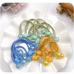 ヘアアクセサリー キッズ 髪飾り ヘアゴム 女の子 キッズ 髪ゴム ブルー