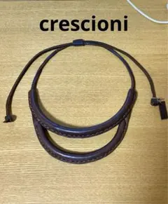 最終値下 極美品 CRESCIONI クレッシオーニ レザー ネックレス 黒 CRESCIONI | CIRCUIT NECKLACE / BLACK ハンドメイドレザー