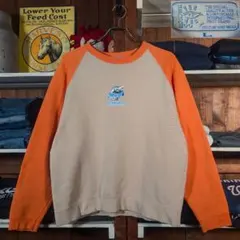 80s　オールドサーフ　ヘビーウェイト　スウェット　肉厚　ラグラン　プリント　Lのサムネイル