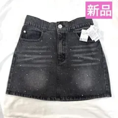 【新品】INGNIイング ラインストーンデニムミニスカート グレー