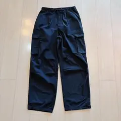 【美品】GU秋冬カーゴパンツ/黒 /4ポケット /裾ドローコード付き