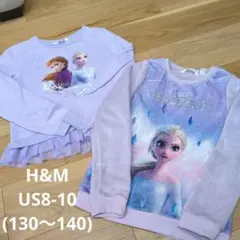 【美品、2点セット】アナ雪トレーナー 薄紫色 US 8/10(130前後)H&M