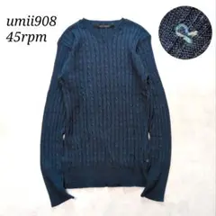 藍染め✨️umii908 ロングスリーブ ケーブルニット 上品な秋の装い ❁