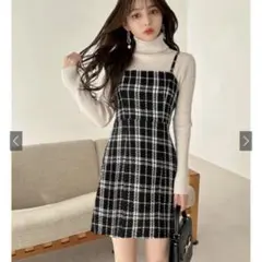 GRL ツイードチェック柄ミニワンピース pp094