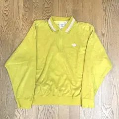adidas イエロー　ジップアップシャツ　XL 長袖