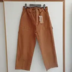 【新品未使用】タグ付きgrnブラウンワイドカーゴワークパンツサイドポケット付き