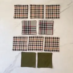 １０枚セット】ハンドメイド ミニコースター 柄アソート リバーシブル コットンE