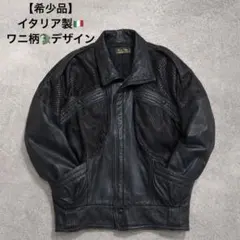 【イタリア製ワニ柄】レザーブルゾン/希少品/vintage/レザージャケット