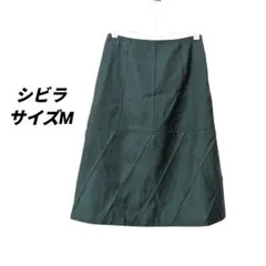 シビラ【Sybilla】サイズM　シルク混　フレアスカート　ダークグリーンのサムネイル