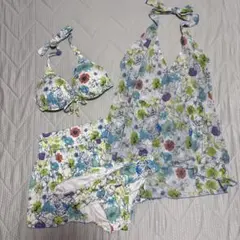 花柄 セパレート水着 4点セット