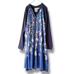 【美品】iS ScoLar イズスカラー ロングワンピース 長袖 総柄