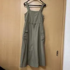 カーキ サロペット 2ポケット付き