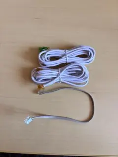 ホワイト電話線 RJ-11コネクタ 3本セット　3m+30cm