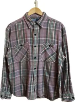 90s Polo Ralph Lauren パープル チェック ネルシャツ M