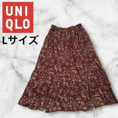 【美品】✨UNIQLO ユニクロ バーガンディペイズリー柄 フレアスカートLのサムネイル