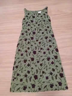 シビラSybillaワンピース花柄刺繍ワンピース ミモレ丈グリーン