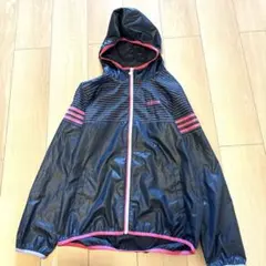 adidas ストライプ フード付きウィンドブレーカーOサイズ2338番