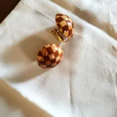 寄木細工イヤリング　箱根