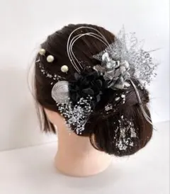 no.4869 成人式髪飾り　成人式　髪飾り　水引　ヘアアクセ　銀箔　紐