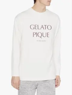 ジェラピケ☆ユニセックス インレイロゴロンT☆ホワイト☆M〜Lサイズ