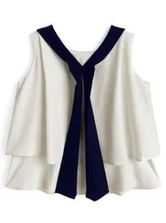 GRL 配色ボウタイノースリーブブラウス[ta290]