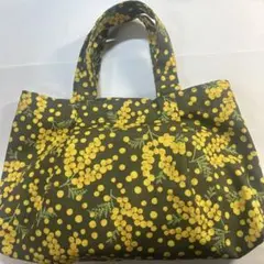 ⌘ ハンドメイド　トートバッグ ⌘ ミモザ柄　オリーブのサムネイル