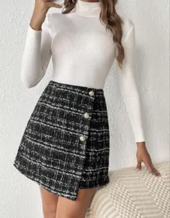 チェック柄　ボタン付き　ミニスカート　ツイード　新品未使用タグ付き