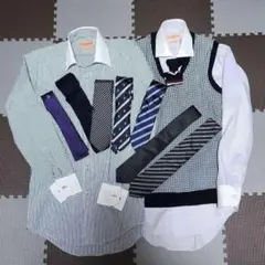 【大特価】ワイシャツ + ネクタイ +ベスト まとめ売り セット S-80