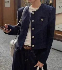 ツイードジャケット ネイビー 紺