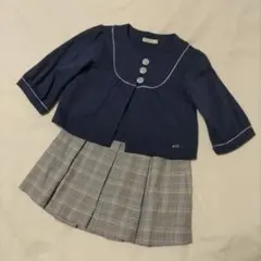 KP kid's stuff120青 スカート チェック フォーマル　上下セット
