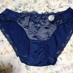 ネイビー 花柄レース付きショーツ XLサイズ新品