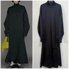 美品★暖かい❤︎ハイネックマーメイドスウェットワンピース 人気ブラックカラー36