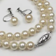 本貝パールネックレスSVイヤリングセット7mm-7.5mm/42cm