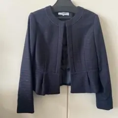 スラブボーダーツィードペプラムブルゾン Sサイズ